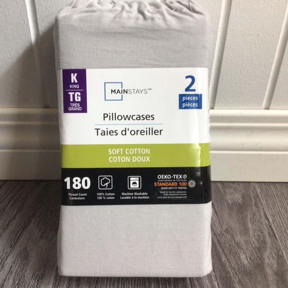 Mainstays King Size pk Pillowcases in Grey